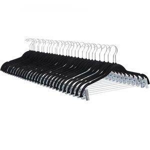Black Velvet Non-Slip Pant/Skirt Hangers (12 Pack)